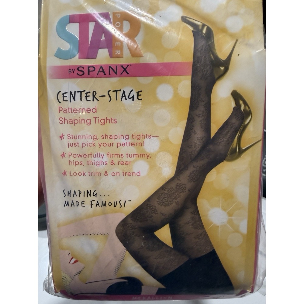Spanx Star Power Patterned Shaping Women Tights Size C Black Medallion 155-180#